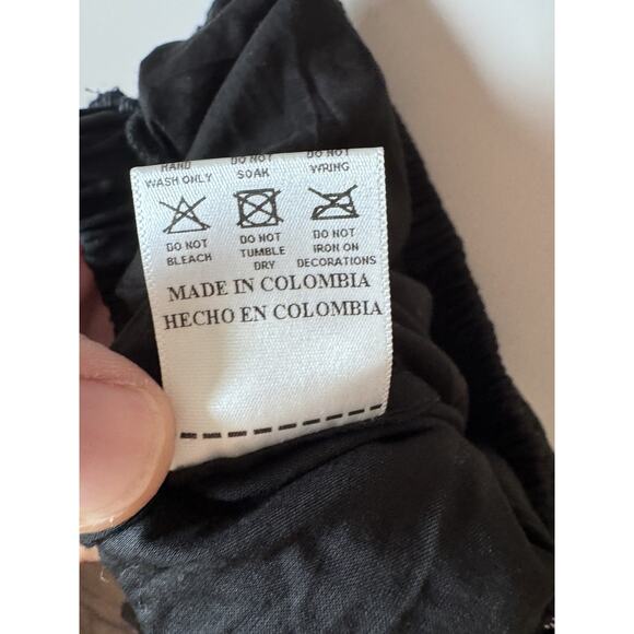 Waimari Jade Midi Dress S Black One Puff Shoulder Sheer Cutout Eyelet Lace NWT - Picture 16 of 16